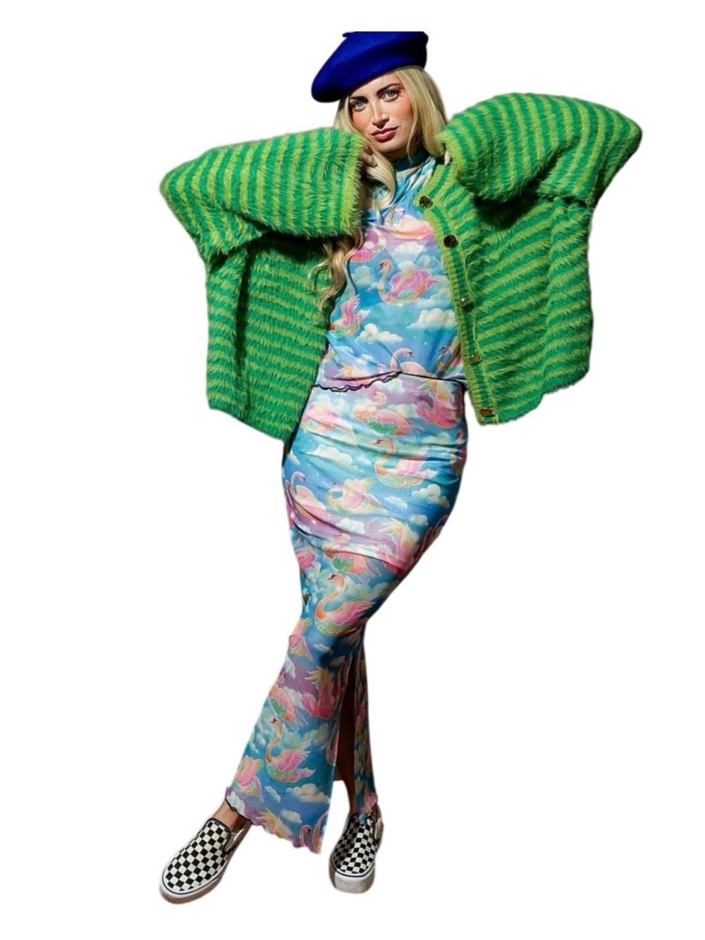 Dress in Lala Rainbow Swan Rodeo Mesh Top and Skirt Set - Size Large